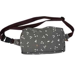 MAIKA Zippered Waist Belt Bag Gray Cream Print 8x4x2.25" Travel Athleisure Hike